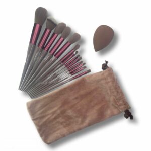 Makeup Brush Set + Sponge with storage bag (13 Pcs)