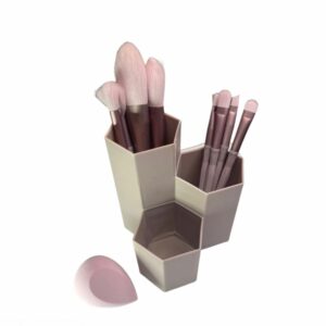 Makeup Brush Set with Sponge + Storage Bucket (8 Pcs)