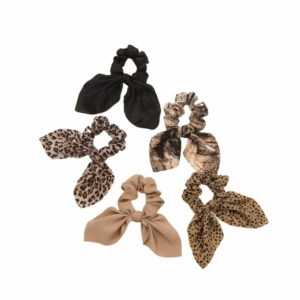 Scrunchie - Leopard Pattern (Short Bow) (5 Pcs)