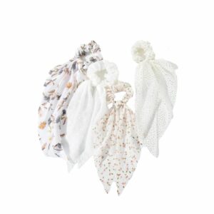 Scrunchie - Floral Print (Long Bow) (4 Pcs)
